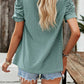 Eyelet Square Neck Puff Sleeve T-Shirt