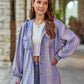 Full Size Plaid Long Sleeve Hooded Jacket