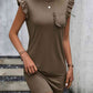Round Neck Butterfly Sleeve Dress with Pocket
