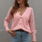 Rib-Knit Plunge Raglan Sleeve Cardigan