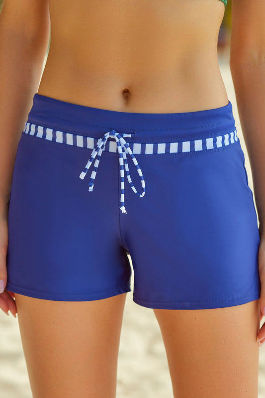 Women's Full Size Run Contrast Drawstring Swim Bottoms