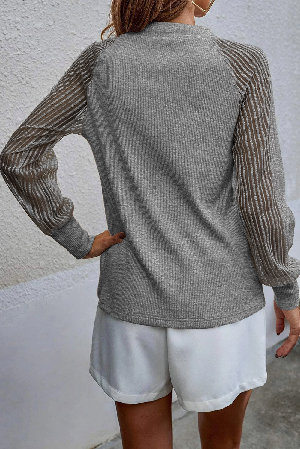 Full Size Round Neck Raglan Sleeve Knit Top