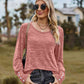 Full Size Round Neck Long Sleeve Buttoned T-Shirt