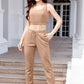 Hannah Waffle-Knit Cropped Tank and Drawstring Pants Set