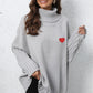 Turtle Neck Long Sleeve Ribbed Sweater