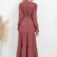 Swiss Dot Tied Surplice Flounce Sleeve Dress
