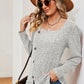 Decorative Button Square Neck T-Shirt