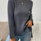 Round Neck Ribbed Raglan Sleeve Sweater