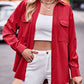 Pocketed Button Up Dropped Shoulder Shacket