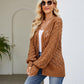 Openwork Open Front Lantern Sleeve Cardigan