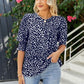 Polka Dot Round Neck Lantern Sleeve Blouse