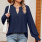 Eyelet Notched Long Sleeve T-Shirt