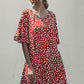 Athena Rea Tie Neck Flounce Sleeve Printed Mini Dress