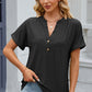 Eyelet Notched Short Sleeve T-Shirt