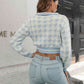 KnittedEmporium Houndstooth Johnny Collar Cropped Sweater