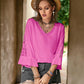 Double Take Plus Size Flower Crochet Flare Sleeve Top