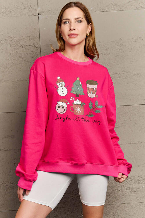 Simply Love Full Size JINGLE ALL THE WAY Long Sleeve CHRISTMAS Sweatshirt