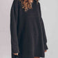 LoversLane Openwork Round Neck Long Sleeve Slit Sweater