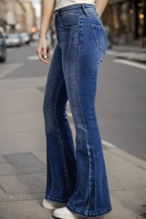 Plus Size Medium Blue High Waist Flare Jeans