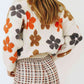 Floral V-Neck Button Up Long Sleeve Cardigan