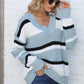 Color Block V-Neck Dropped Shoulder Sweater