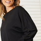 Double Take Light Gray Full Size Seam Detail Round Neck Long Sleeve Top