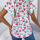 Floral Tie Neck Flutter Sleeve Blouse