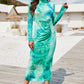 Tie Dye Mock Neck Long Sleeve Dress