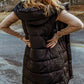 Full Size Longline Hooded Sleeveless Puffer Vest