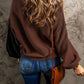 Contrast Round Neck Dropped Shoulder Sweater
