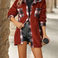 Plaid Contrast Dropped Shoulder Coat