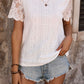 Eyelet Round Neck Short Sleeve T-Shirt