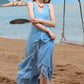 CGYY Valencia Polka Dot Ruffled Plunge Sleeveless Maxi Dress