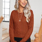 Cable-Knit Round Neck Long Sleeve Sweater