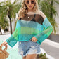 Color Block Openwork Boat Neck Cover Up