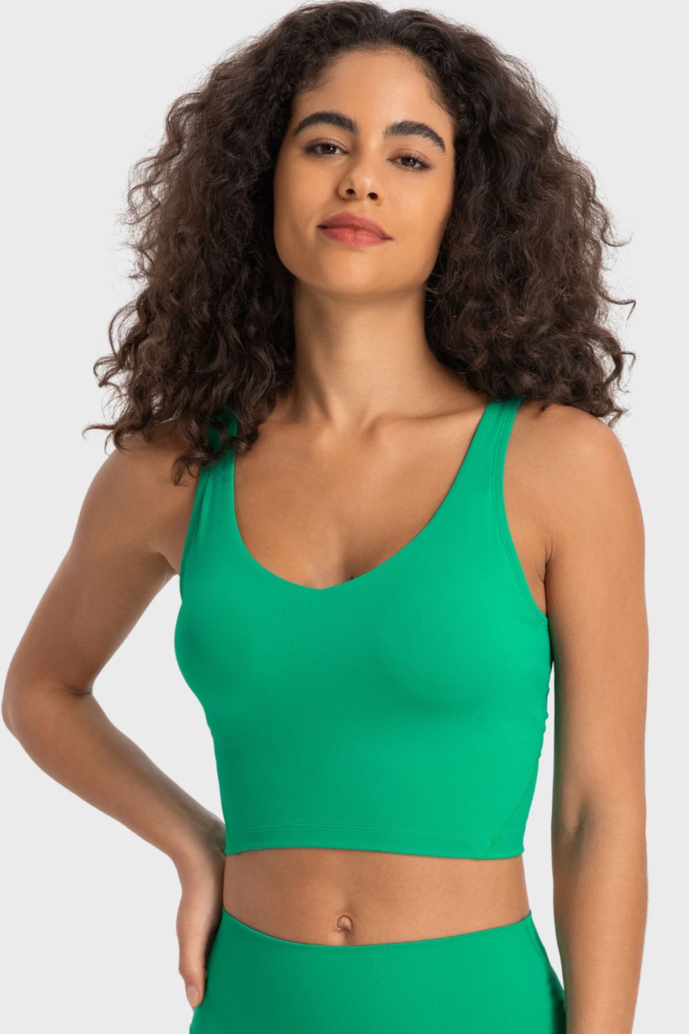 Deep V-Neck Crop Sports Bra in Assorted Colors