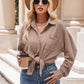 Collared Neck Dropped Shoulder Shirt