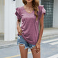 Full Size V-Neck Flutter Sleeve T-Shirt