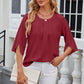 Round Neck Slit Half Sleeve Top