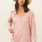 BiBi Exposed Seam V-Neck Long Sleeve T-Shirt - Brand BiBi