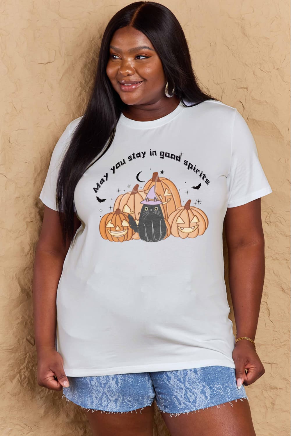 Simply Love Full Size Halloween MAY YOU STAY IN GOOD SPIRITS Graphic Cotton T-Shirt