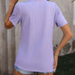 Decorative Button Round Neck Short Sleeve Blouse