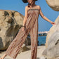 Tied Printed Tube Wide Leg Jumpsuit