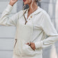PromiseTops Half Button Drawstring Long Sleeve Hoodie