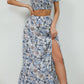 Full Size Printed Asymmetrical Cropped Top and Split Skirt Set
