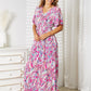 Double Take Hot Pink Multicolored V-Neck Maxi Dress
