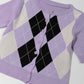 Women's Argyle Round Neck Ribbed Trim Cardigan
