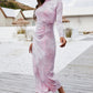 Tie Dye Mock Neck Long Sleeve Dress
