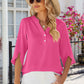 Notched Half Button T-Shirt