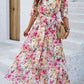 Printed Tied Half Sleeve Slit Dress